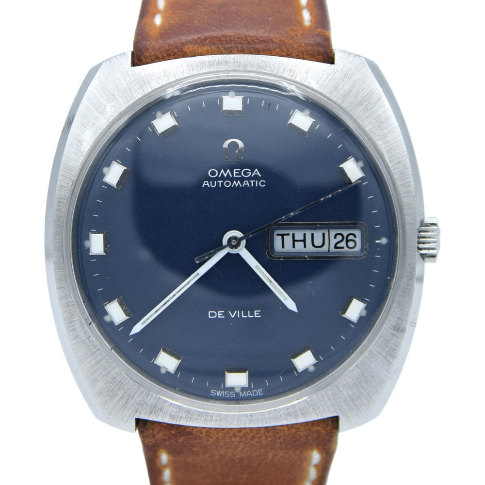 1969 Omega Automatic De Ville Day/Date with Matte Blue Dial in Stainless Steel Model 166.053
