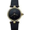 1990s Ladies Cartier 'Must de' Ronde with Black Dial and Vendôme Lugs in 925 Sterling Silver Gilt Vermeil Case