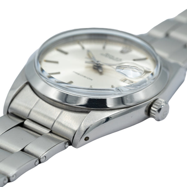 1966 Rolex Oyster Date Precision Classic Model 6694 with Satin Silver Dial and Chrome Markers in Stainless Steel on Oyster Bracelet