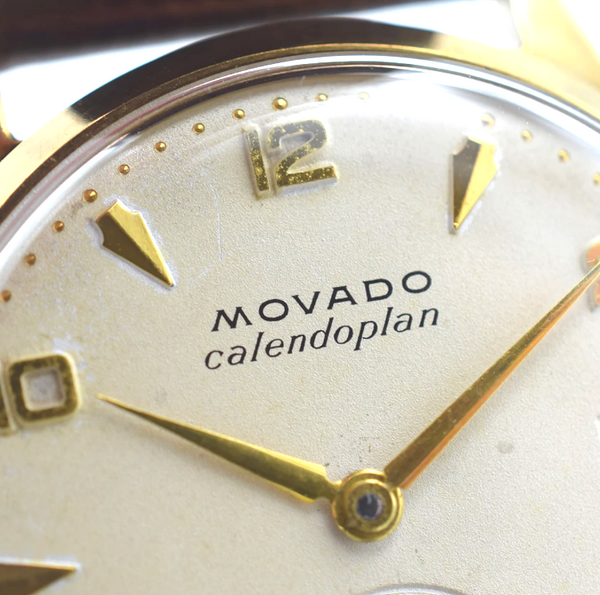 Rare Movado Calendoplan Model 13322 in 9ct Gold Dated 1953
