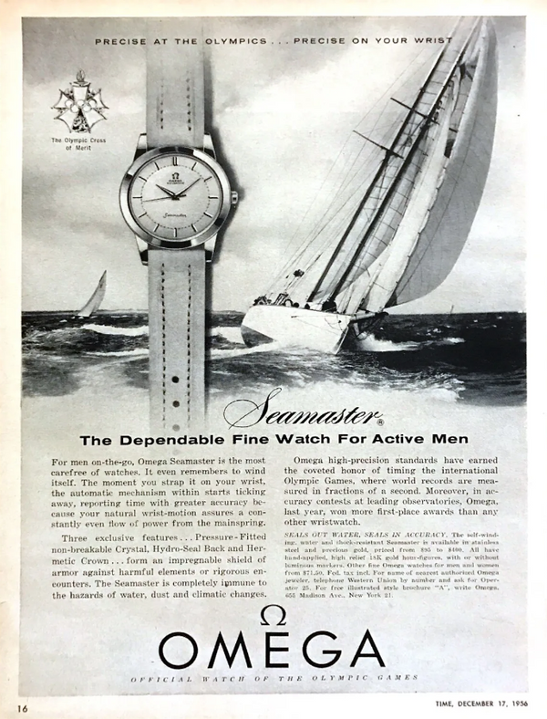1956 Omega Seamaster Automatic Wristwatch Model 2846 / 2848 with Original Two Tone Aged Dial