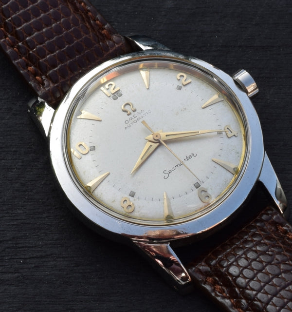 1950 Omega Seamaster Automatic Bumper with Arabic Numerals and Arrow Markers in Stainless Steel Model 2677