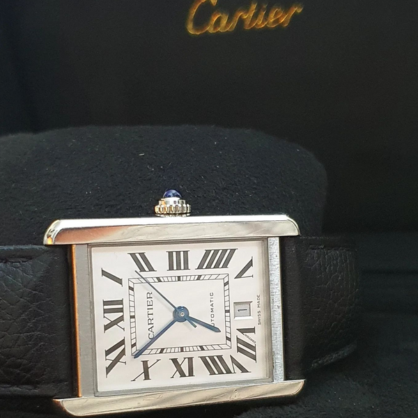 2018 XL Cartier Tank Solo Automatic with Date & Deployment Buckle with Box and Papers