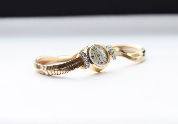 Jaeger LeCoultre Pidduck's Ladies Cocktail Watch in Gold with Diamonds Dated 1960 with original box and papers