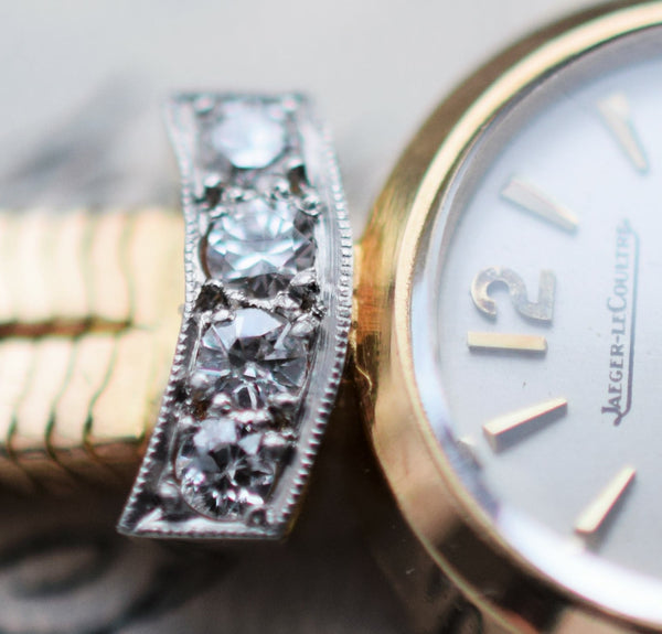 Jaeger LeCoultre Pidduck's Ladies Cocktail Watch in Gold with Diamonds Dated 1960 with original box and papers