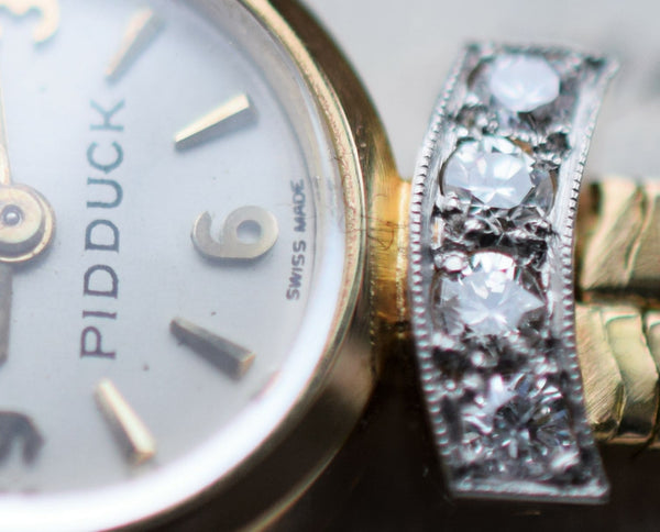Jaeger LeCoultre Pidduck's Ladies Cocktail Watch in Gold with Diamonds Dated 1960 with original box and papers