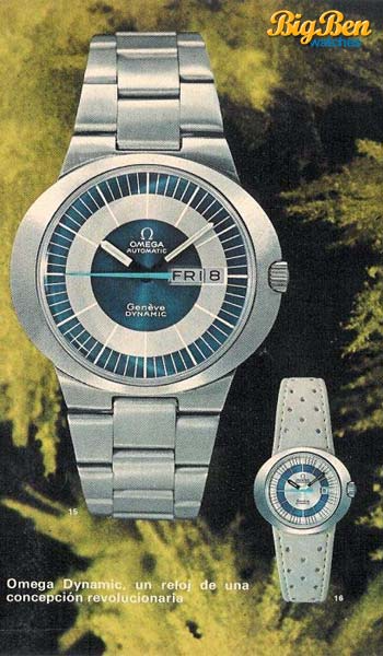 1973 Omega Geneve Dynamic Automatic Date with Two Tone white and Blue Tuxedo Roman Dial Model 166.107