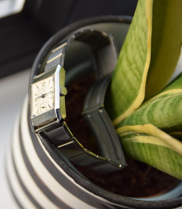Omega Art Deco Style Wristwatch in Stainless Steel Case with Caliber 20F Circa 1934-36