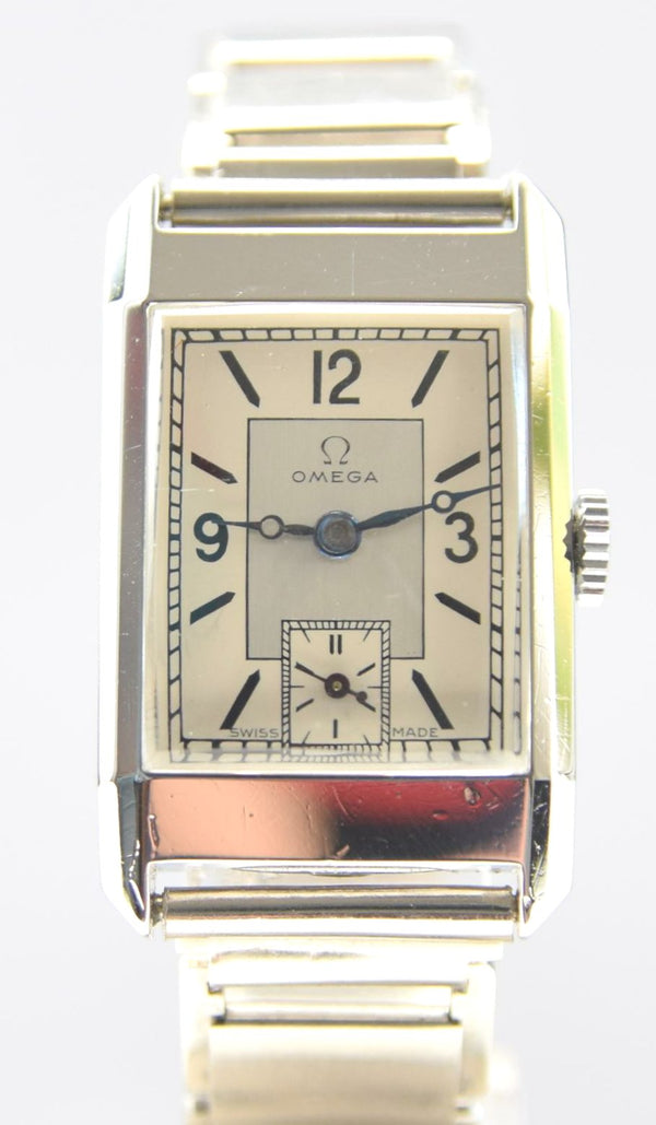 Omega Art Deco Style Wristwatch in Stainless Steel Case with Caliber 20F Circa 1934-36