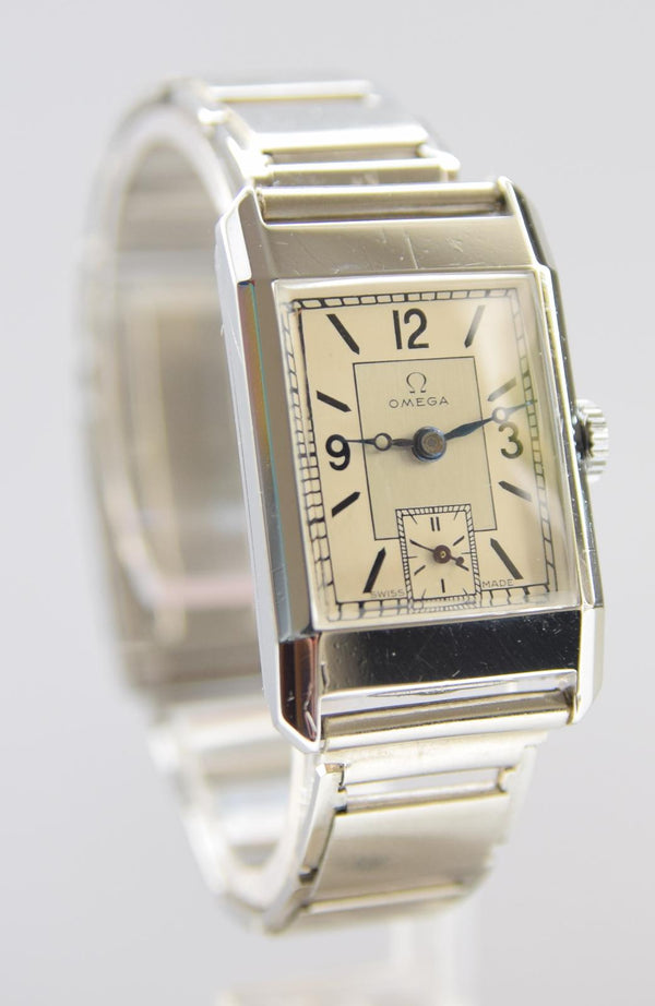 Omega Art Deco Style Wristwatch in Stainless Steel Case with Caliber 20F Circa 1934-36