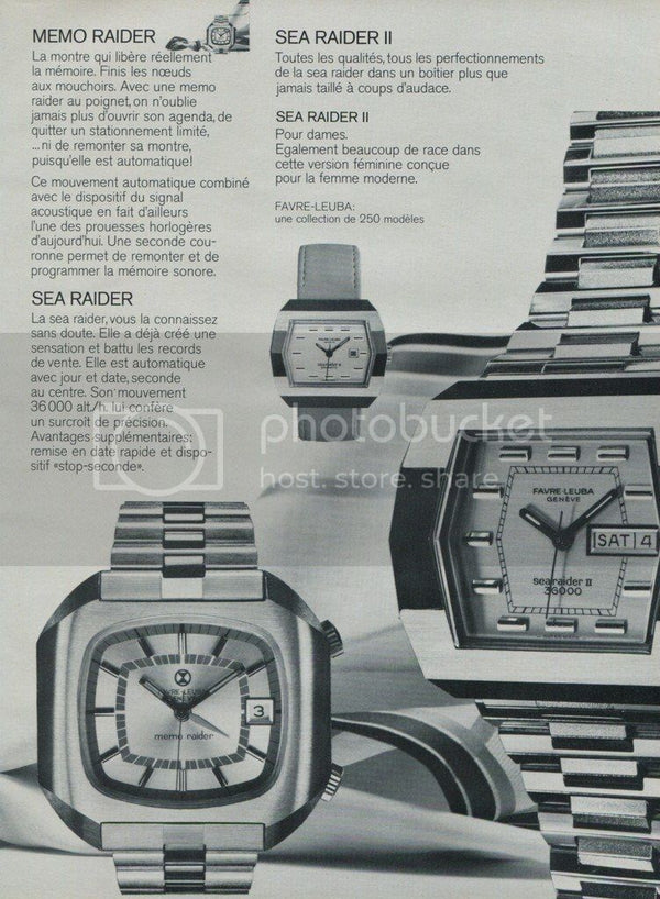1970s Favre-Leuba NOS Searaider II Daymatic Automatic in Stainless Steel Mid-Sized Wristwatch