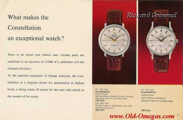 1962 Omega Constellation with Stunning Cross-Hair Pie Pan Model 14902 with Dog Legs on Flat Beads of Rice Bracelet