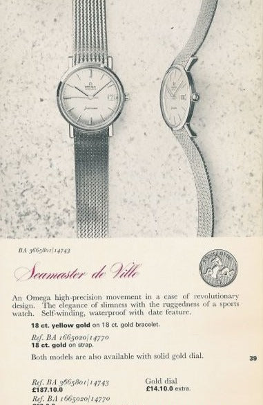 1963 Omega Automatic Seamaster De Ville Date Model 166.5020 in Solid 18ct Gold with Linen Dial with Box