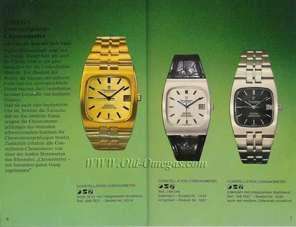 1969 Omega Constellation Automatic Chronometer Date Wristwatch Model 167.047 with Green Spider Dial in Stainless Steel Case on Bracelet