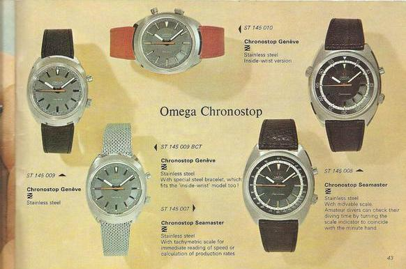 1967 Omega Chronostop Genéve Rarer drivers Model 145.010 with Grey Sloped Dial in Stainless Steel