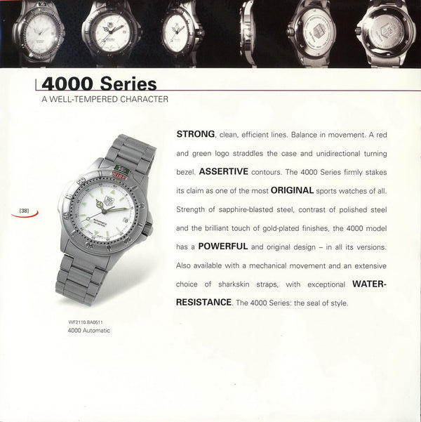 1990s TAG Heuer Date 4000 Series Polar white  WF1212-KO - 34mm Stainless Steel on Flip-Lock Bracelet