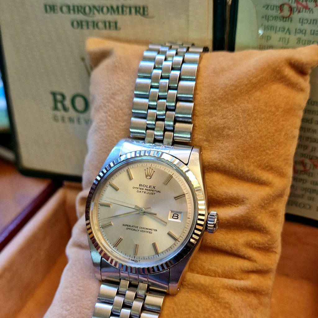 1970 Sharp Rolex Oyster Perpetual Datejust with White Gold Fluted Beze ...