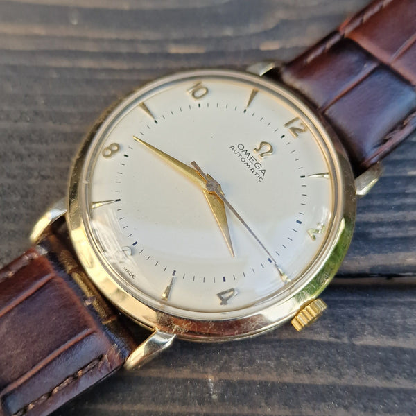 1950 Omega Automatic Elegant solid 9ct gold Dress Watch Model 13308 explorer dial Cal 351