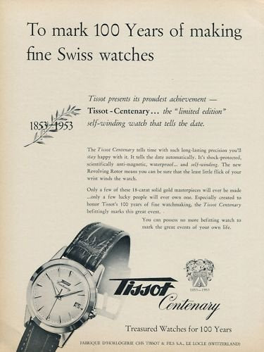 1955 Tissot  Manual Wind Wristwatch Model 6769 / 6770-8 with Original patina Dial in steel