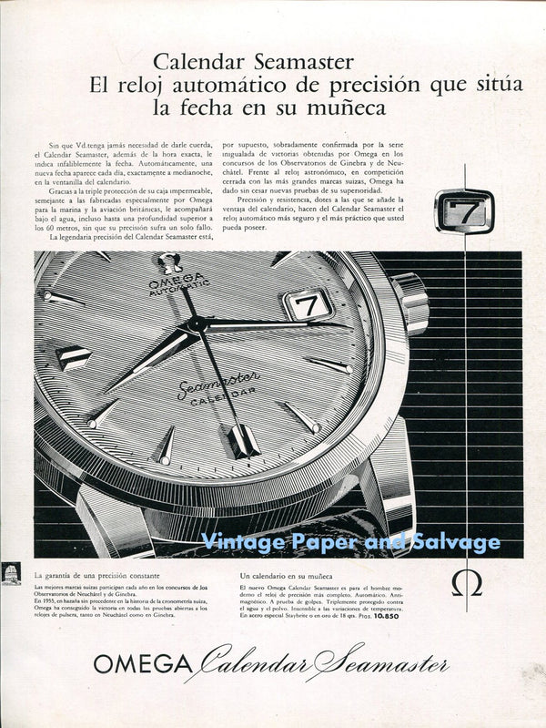 1958 Omega Seamaster Automatic Date Wristwatch Model 2849 with Original Off-White Dial Gold on steel case