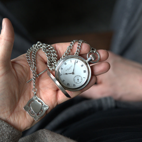 1917 Heavy Cased 2oz Solid Sterling Silver Full Hunter Pocket Watch - Retailed by Thos. Russell & Son, Liverpool