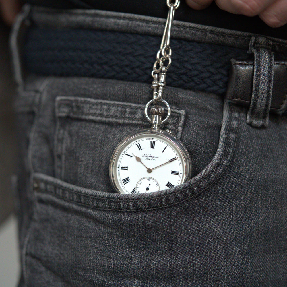 1912 Jw Benson of London solid silver all English made  3/4 plate lever open faced pocket watch