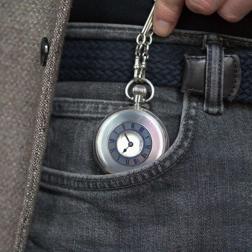 1920 Rare Solid Silver Waltham Half Hunter - Extra Heavy 2oz English Case - 17 Jewel Bartlett Movement