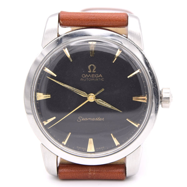 1958 Large & rare 36mm Omega Seamaster Automatic Wristwatch Model 2857/2856 Black Dial