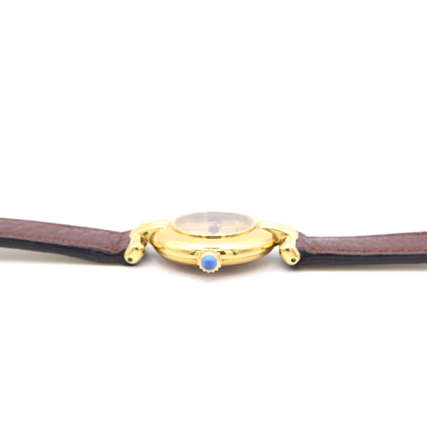 Ladies Cartier 'Must de' Rivoli Vermeil with unusual Art Deco syle Dial in 925 Silver Gilt