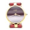 1990s Ladies Cartier 'Must de' Ronde with Burgundy Dial and Vendôme Lugs in 925 Sterling Silver Gilt Vermeil Case