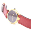 1990s Ladies Cartier 'Must de' Ronde with Burgundy Dial and Vendôme Lugs in 925 Sterling Silver Gilt Vermeil Case