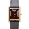 1986 Cartier Ladies Tank Swiss quartz with Rare Burgundy Red  Dial in 925 Sterling Silver Gilt Vermeil Case with Box and Papers
