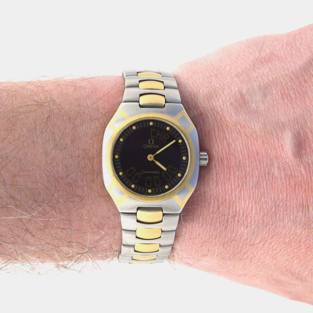 1986 Omega Seamaster Polaris 386.0822 18k Gold & Steel Date 32MM Unisex Quartz Watch