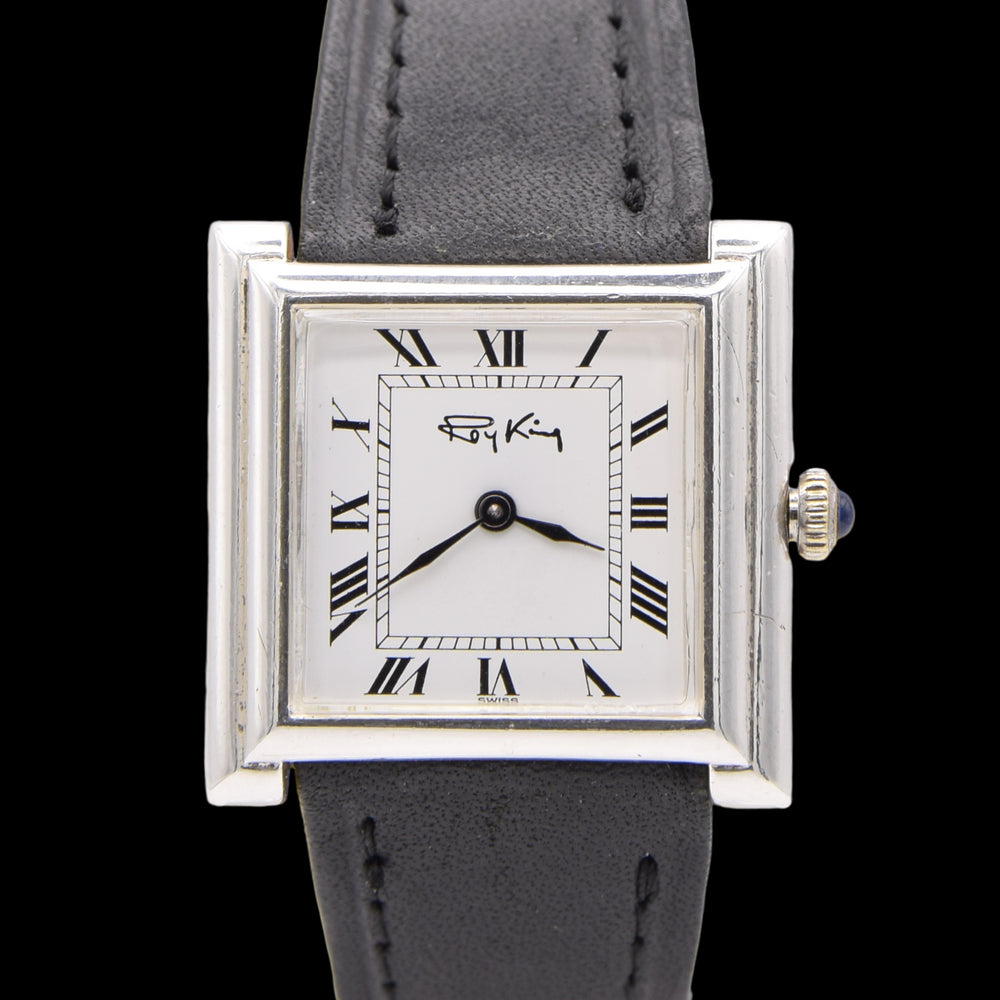 1975 Designer RoyKing Tank / Square watch 925 Sterling silver London hallmark Manual Winding with buckle