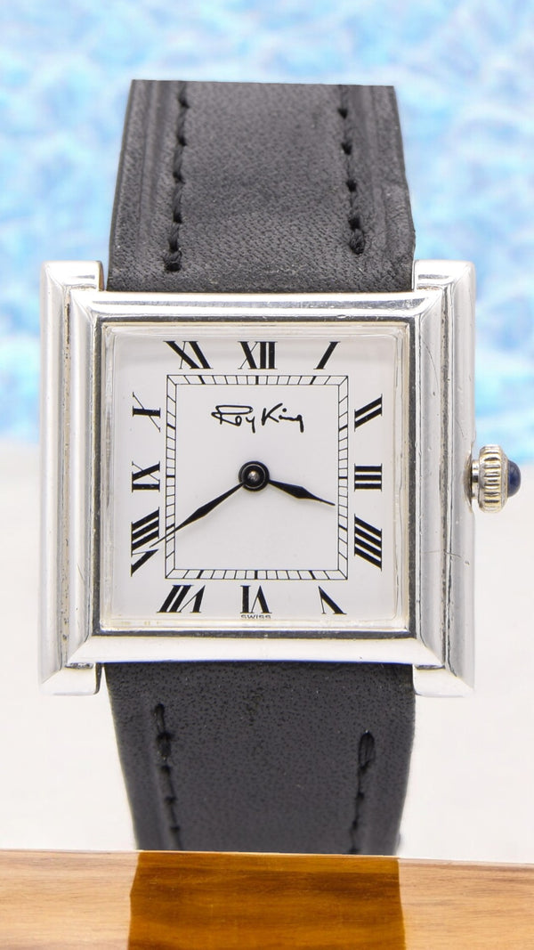 1975 Designer RoyKing Tank / Square watch 925 Sterling silver London hallmark Manual Winding with buckle