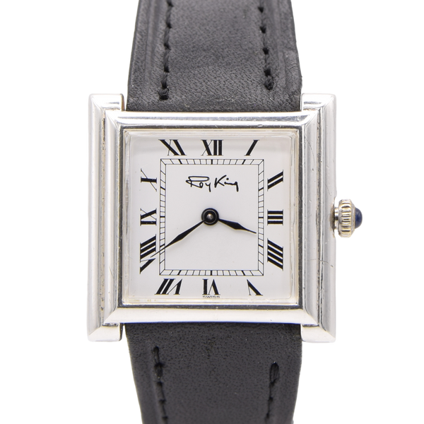 1975 Designer RoyKing Tank / Square watch 925 Sterling silver London hallmark Manual Winding with buckle