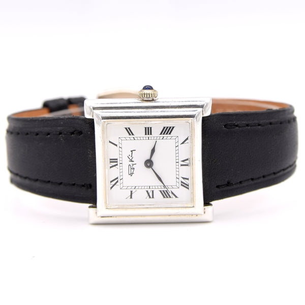 1975 Designer RoyKing Tank / Square watch 925 Sterling silver London hallmark Manual Winding with buckle