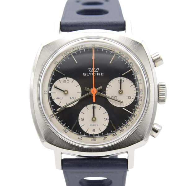 1960s Glycine "Camaro" Chronograph Ref  85007 Reverse panda dial Valjoux Cal 72