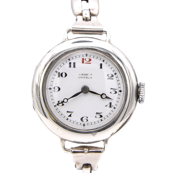 1927 Ladies Longines antique solid silver bracelet watch retailed by Lidgetts of Lincoln