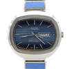 1970s Vulcain Kilimandjaro  'Sunburst Blue' Day Date automatic watch in Stainless Steel