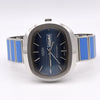 1970s Vulcain Kilimandjaro  'Sunburst Blue' Day Date automatic watch in Stainless Steel