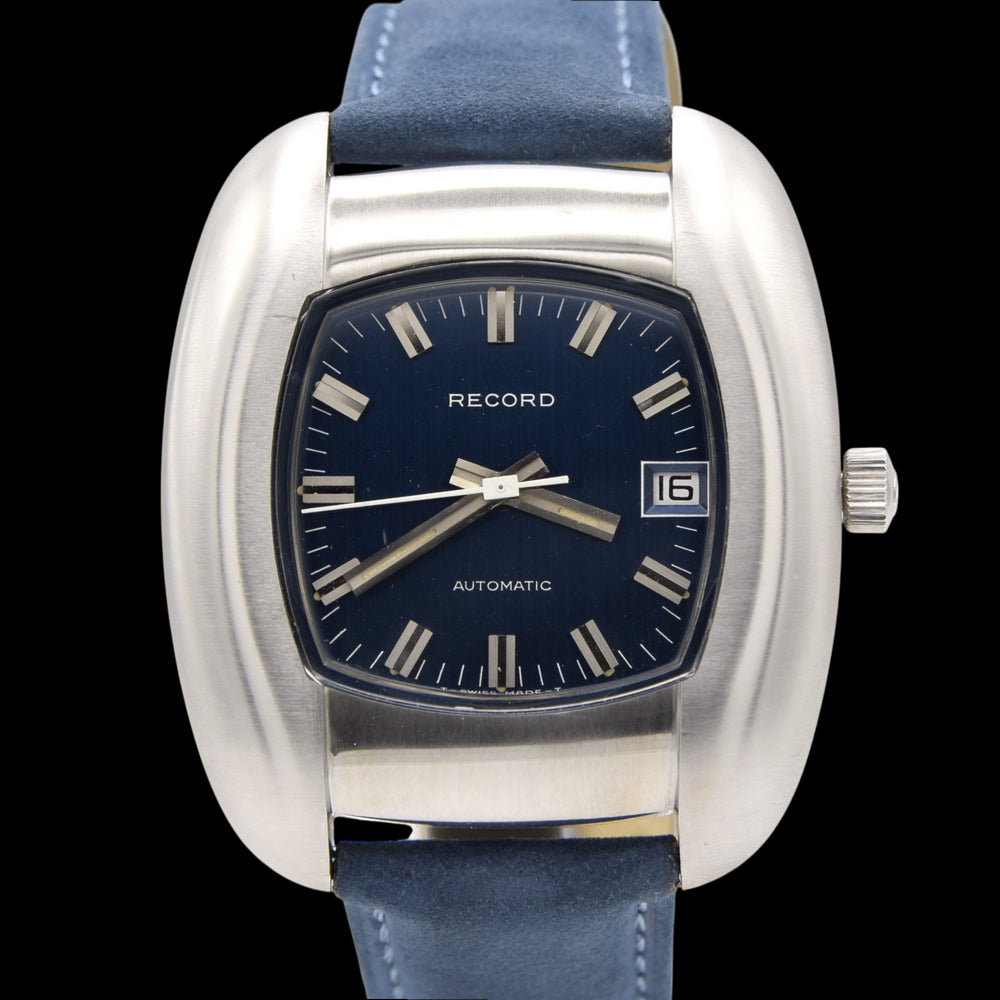 1970s Large Record / Longines abstract electric blue dial automatic like new condition