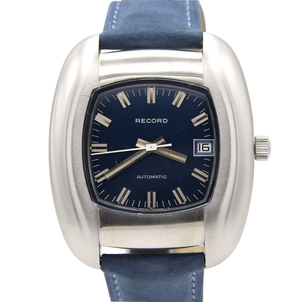 1970s Large Record / Longines abstract electric blue dial automatic like new condition