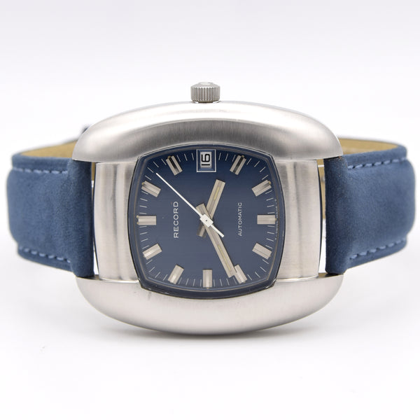 1970s Large Record / Longines abstract electric blue dial automatic like new condition