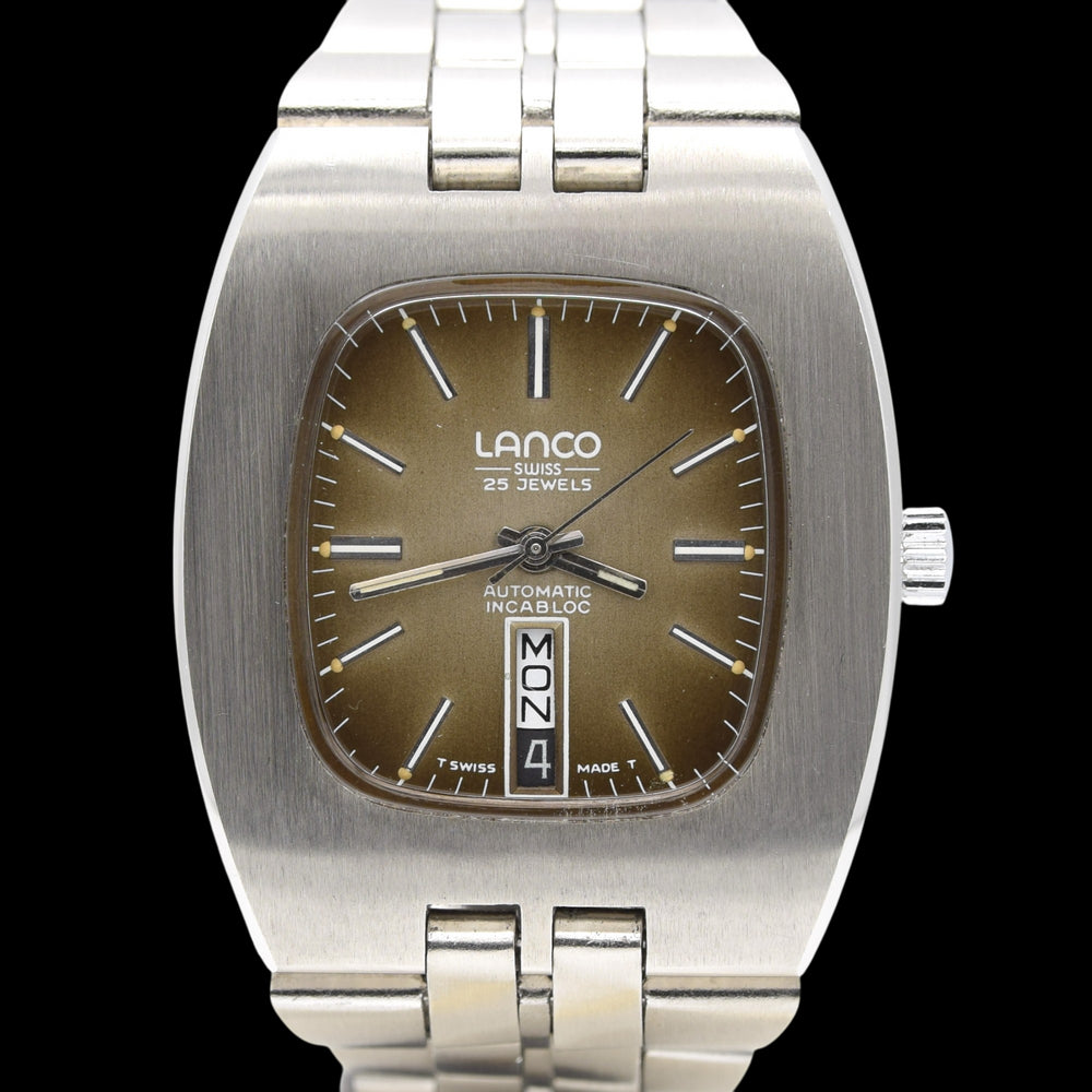 1970s Lanco Day / Date automatic  watch in Stainless Steel on Bracelet new old stock unused