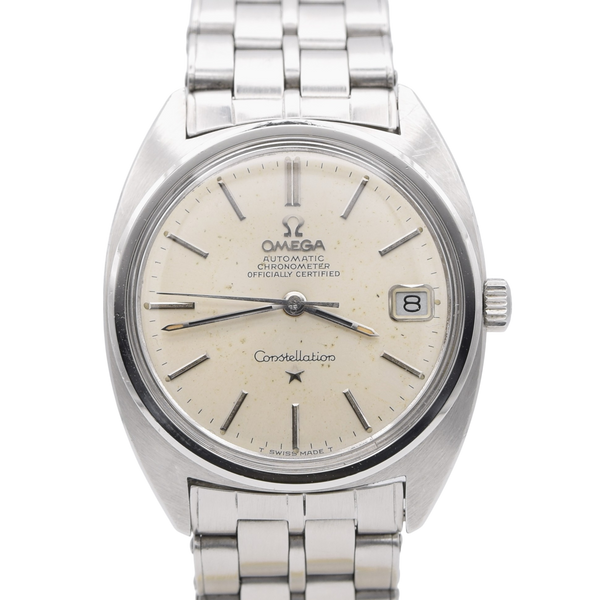 1967 Omega Constellation Automatic Wristwatch in Stainless Steel Chronometer Date Model 168.017 "C" Case on rare bracelet