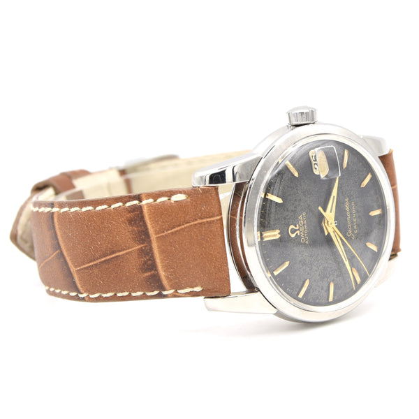 1958 Omega Seamaster 'Big Hippocampus' Automatic Calendar Wristwatch Model 2849 with Rare Original Black Dial