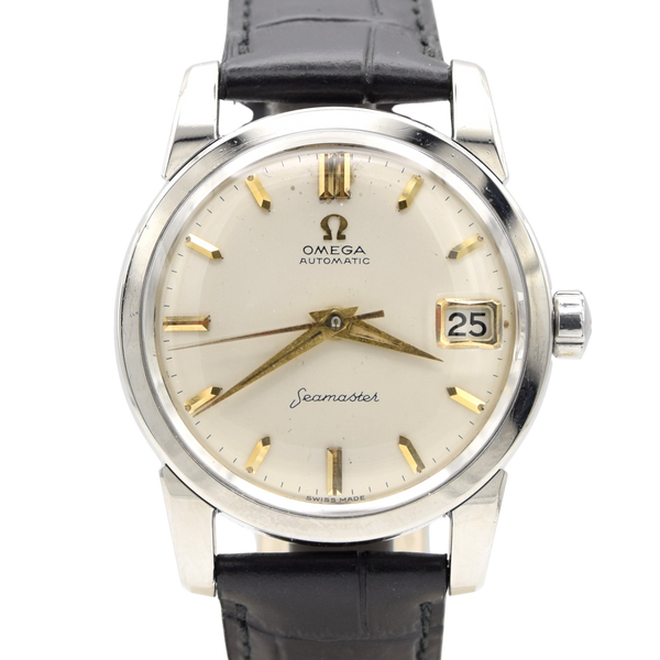 1958 Omega Seamaster Automatic Date Wristwatch Model 2849 with Original Off-White Dial in Stainless Steel