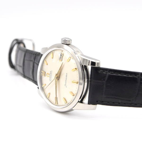 1958 Omega Seamaster Automatic Date Wristwatch Model 2849 with Original Off-White Dial in Stainless Steel