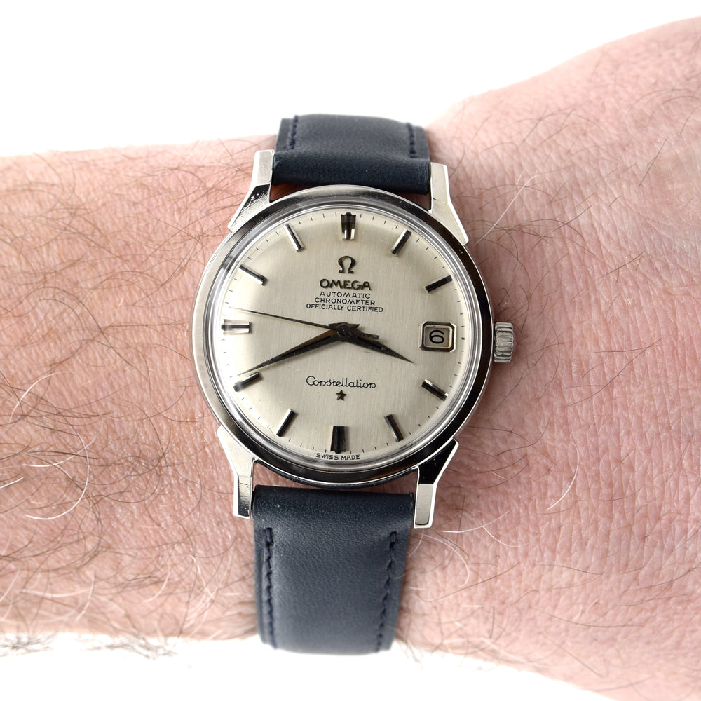 1965 Omega Sharp Constellation Date Automatic Chronometer with Dog Leg Lugs Model 168.005 in Stainless Steel